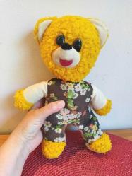1970'LERDEN ÇOK NADİR ANTİKA ADAYI VİNTAGE FATOŞ PELUŞ OYUNCAK AYI FİGÜR BEBEK BİBLO 27 CM