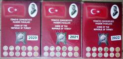 2020-2021-2022 Yılı 3'lü lot Tedavül Madeni Para Seti Çil Özel Baskı Kitinde