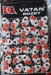 Yaka Rozeti Atatürk  Türk Bayrağı ve İmzası 15 Adetli Paket