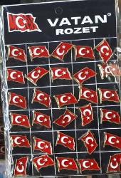 Yaka Rozeti Dalgalanan  Türk Bayrağı  15 Adetli Paket
