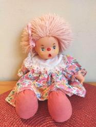 1980'LERDEN ABC DAMGALI VİNTAGE OYUNCAK BEBEK PEMBE SAÇLI 28 CM