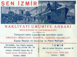LOT.4 » ŞEN İZMİR NAKLİYAT KARTI 1941