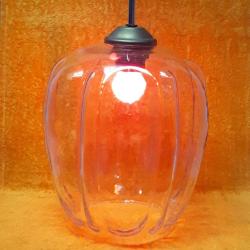 RETRO DİLİMLİ GÖVDELİ ANTİKA GÖRÜNÜMLÜ ARMUDÎ ŞEFFAF CAM AVİZE