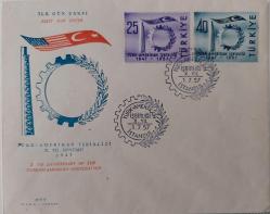 1957 TÜRK-AMERİKAN İŞBİRLİĞİNİN X. YILI ORİJİNAL FDC İLK GÜN ZARFI 1ŞŞ2B NADİRDİR