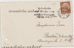 Yeni Yıl Tebrik Kartı, 1937 / Alman Postasından Geçmiş, Pullu ve Damgalı