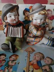 VİNTAGE ALMAN GÖEBEL BÜYÜK BOY BİBLO PORSELEN MÜZİSYEN ÇİFT ÇOCUKLAR