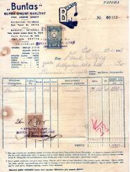 BURSA    FATURA . .... BUNTAŞ 1955 NAKLİYAT .. MEHMET OFLAZ... ABDULLAH ÇINAR .. İSTANBUL