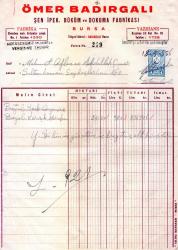 BURSA FATURA 1958 ÖMER BADIRGALI   ŞEN İPEK...MEHMET OFLAZ... ABDULLAH ÇINAR