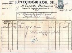 BURSA FATURA 1958 İPEKÇİOĞLU  KOLL. M.İPEKÇİOĞLU İLYAS ÇEMBERCİ ........ MEHMET OFLAZ... ABDULLAH ÇINAR