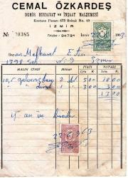 LOT.5 » İZMİR   FATURA 1963 CEMAL ÖZKARDEŞ