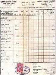 LOT.1 » İZMİR   FATURA 1936 İZMİR PALAS OTELİ  BAY VE BAYAN ZEKAİ