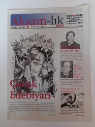 Akşamlık Kültür Sanat Kitap Gazetesi - 8 Ağustos 2003-  Gülten Dayıoğlu- Alacakaranlık Kuşları- Peter Pan- Lodos Yolcuları- Patenli Kız- Pamuk Prenses - Külkedisi - Cennetin Anahtarları- Kırmızı Başlıklı Kız -Dinleyen Padişah- Polisiye- Doğu Akdeniz Kültür Ve Tarih Araştırmaları Vakfı- Çocuk Edebiyatı - Sığlıkistan'da Bir Doğan Hızlan - Bob Mahler Ve Gölge Vakitler - Karındeşen Jack Ve Abdülhamid
