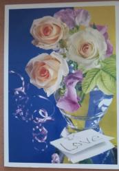 Kartpostal vazoda çiçekler doğum sevgililer günü hediye 17*12cm