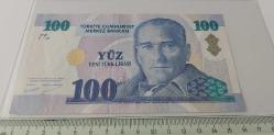 8.EMİSYON 1.TERTİP 100 YENİ TÜRK LİRASI A77557447 SERİ NUMARALI KAĞIT PARA GÜZEL NUMARA ÇİLALTI