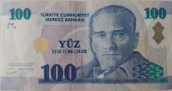 8.EMİSYON 1.TERTİP 100 YENİ TÜRK LİRASI A77557447 SERİ NUMARALI KAĞIT PARA GÜZEL NUMARA ÇİLALTI