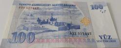 8.EMİSYON 1.TERTİP 100 YENİ TÜRK LİRASI A77557447 SERİ NUMARALI KAĞIT PARA GÜZEL NUMARA ÇİLALTI
