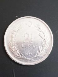 2.5 Lira 1977 Madeni Para. Eski Koleksiyon Madenî Para. Eski Para. Hatıra Para.