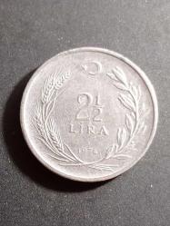 2.5 Lira 1976 Madeni Para. Eski Koleksiyon Madenî Para. Eski Para. Hatıra Para.