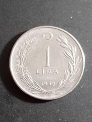 1 Lira 1977 Madeni Para. Eski Koleksiyon Madenî Para. Eski Para. Hatıra Para.