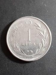 1 Lira 1976 Madeni Para. Eski Koleksiyon Madenî Para. Eski Para. Hatıra Para.