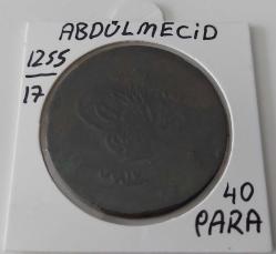 1255/17 SULTAN ABDÜLMECİT BAKIR 40 PARA ORİJİNAL ÇİL-ÇİLALTI DD2V3 NADİR