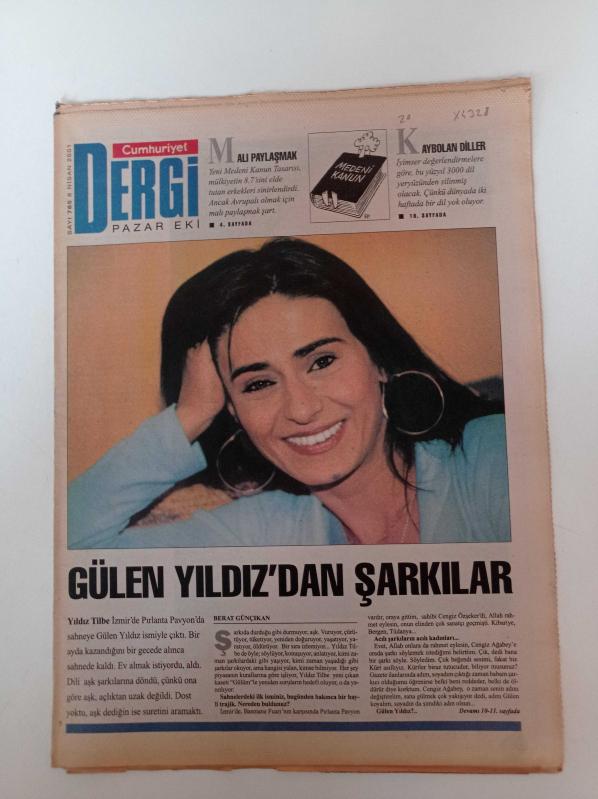 Cumhuriyet Dergi Gazetesi 8 Nisan 2001 Sayı 785 Yıldız Tilbe  