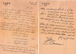OSMANLICA BELGE MEKTUP SİNOP MİLLETVEKİLİ HULUSİ ORUÇOĞLU 1943 1944 HATIRAT EL YAZILI 19 SAYFA TBMM HUSUSİ KAĞIDINA