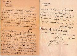 OSMANLICA BELGE MEKTUP SİNOP MİLLETVEKİLİ HULUSİ ORUÇOĞLU 1943 1944 HATIRAT EL YAZILI 19 SAYFA TBMM HUSUSİ KAĞIDINA