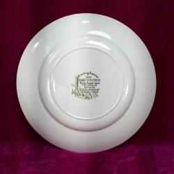 VINTAGE ROYAL TUDOR WARE STAFFORDSHIRE ENGLAND COACHING TAVERNS 1828 HAND ENGRAVED YEŞİL RENKLİ SERAMİK TABAK