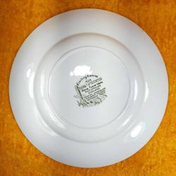 VINTAGE ROYAL TUDOR WARE STAFFORDSHIRE ENGLAND COACHING TAVERNS 1828 HAND ENGRAVED YEŞİL RENKLİ SERAMİK TABAK