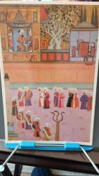 Kartpostal - Nakkaş Osman Surname i Hümayun   Yılanlı sutun çevresinde gösteri minyatürü   , Ebat :15x23 cm