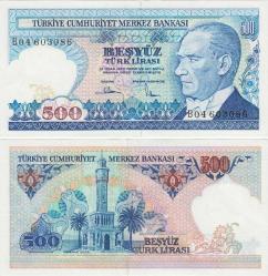Efemera - 7. EMİSYON 2. TERTİP 500 LİRA B04. 1984. ÇİL - ÇİL- (EKSİ) KONDİSYON. - kitantik - kitaLog