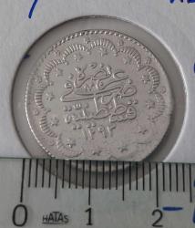 1293-19 GÜMÜŞ 5 KURUŞ SULTAN II. ABDÜLHAMİT DÖNEMİ ORİJİNAL NADİRİ ÇİL-ÇİLALTI 2023 KATALOK;600 DOLAR 1C2NN