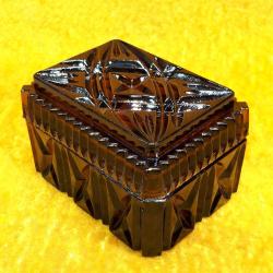 Antika - VINTAGE İŞ BANKASI KEHRİBAR RENKLİ YAZIHANE AKSESUAR CAM KUTU - kitantik - kitaLog