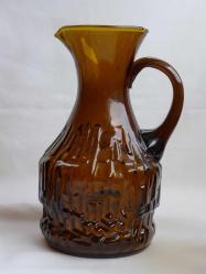 Antika Cam Sürahi ve Bardak Takımı - Antika Amber Renkli Cam Sürahi Seti