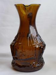 Antika Cam Sürahi ve Bardak Takımı - Antika Amber Renkli Cam Sürahi Seti