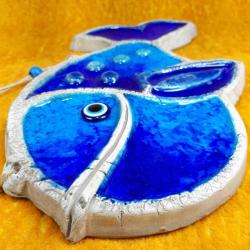 VINTAGE EL YAPIMI MİNELİ SERAMİK BALIK NAZARLIK PANO