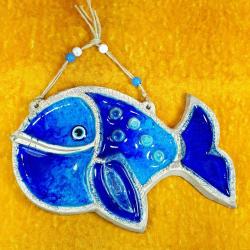 VINTAGE EL YAPIMI MİNELİ SERAMİK BALIK NAZARLIK PANO