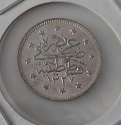 1327-6 GÜMÜŞ 2 KURUŞ SULTAN MEHMET REŞAT DÖNEMİ ORİJİNAL ÇİLL RR4AA1 ÇİL'İ PEK ÇIKMAZ