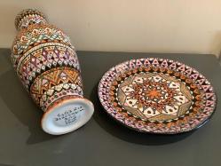 EL BOYAMA TAKIM SERAMİK VAZO VE TABAK