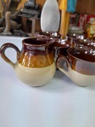 VİNTAGE FRANSIZ SERAMİK FİNCAN TAKIMI 5 Lİ 7 PARÇA