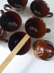 VİNTAGE FRANSIZ SERAMİK FİNCAN TAKIMI 5 Lİ 7 PARÇA