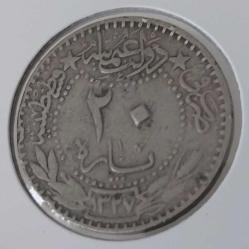 NİKEL 20 PARA 1327-6 SULTAN REŞAT ORİJİNAL MADENİ PARASI ÇOK TEMİZ NADİR 2NN3V
