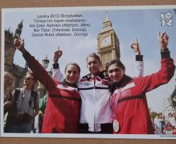 Londra 2012 olimpiyatları kartpostal kuşe baskı 13*10cm atletizm tekvando aslı Çakır Alptekin nur tatar gamze bulut