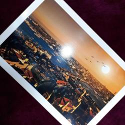 VINTAGE GALATADAN İSTANBUL PANORAMİK MANZARA DURALİT ÜZERİNE BASKI POSTER RESİM