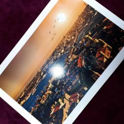 VINTAGE GALATADAN İSTANBUL PANORAMİK MANZARA DURALİT ÜZERİNE BASKI POSTER RESİM