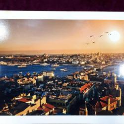VINTAGE GALATADAN İSTANBUL PANORAMİK MANZARA DURALİT ÜZERİNE BASKI POSTER RESİM