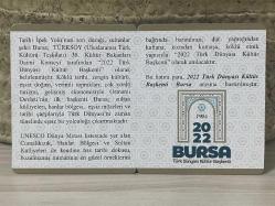 2022 - Türk Dünyası Kültür Başkenti Bursa Hatıra Parası Bronz üzeri Altın Kaplama - Sertifikalı - Çil