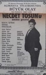 Gazino Reklamları Gazetesi 22 Ağustos 1975 Sevim Tuna,Berrin Özer ,Gökben,Hamiyet Yüceses,Berkant,Hayko,Filiz Seyhan,Salim Dündar,Nil Burak,Rezzan Yücel,Müzeyyen Senar,Çetin Alp,Açıklama tiyatrosu Necdet Tosun u anma gecesi