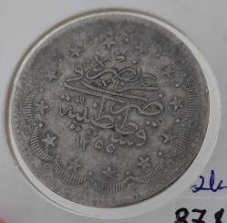 OSMANLI GÜMÜŞ 20 KURUŞ SULTAN II. ABDÜLMECİT 1255-21 ORİJİNAL ÇOK ÇOK TEMİZ 1UU2N NADİRDİR